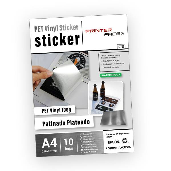 Pet Vinyl Sticker Plateado Patinado