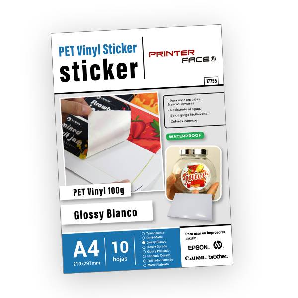 Pet Vinyl Sticker Glossy Blanco